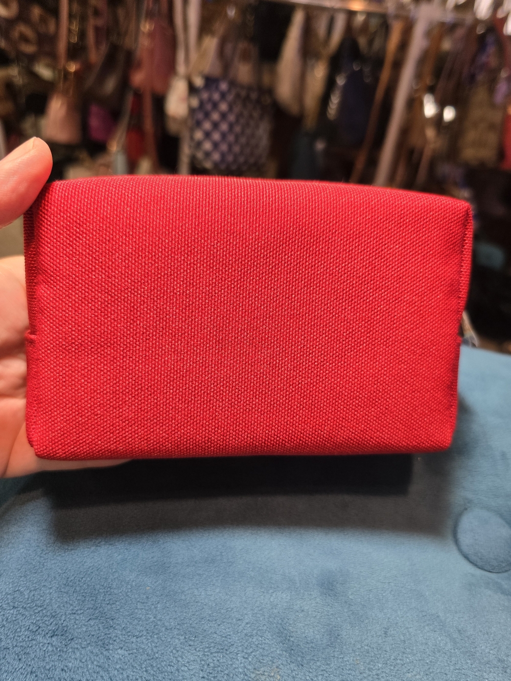Red Dior Women’s Canvas Cosmetic Pouch NWOT 6x4x3 - Picture 4 of 7